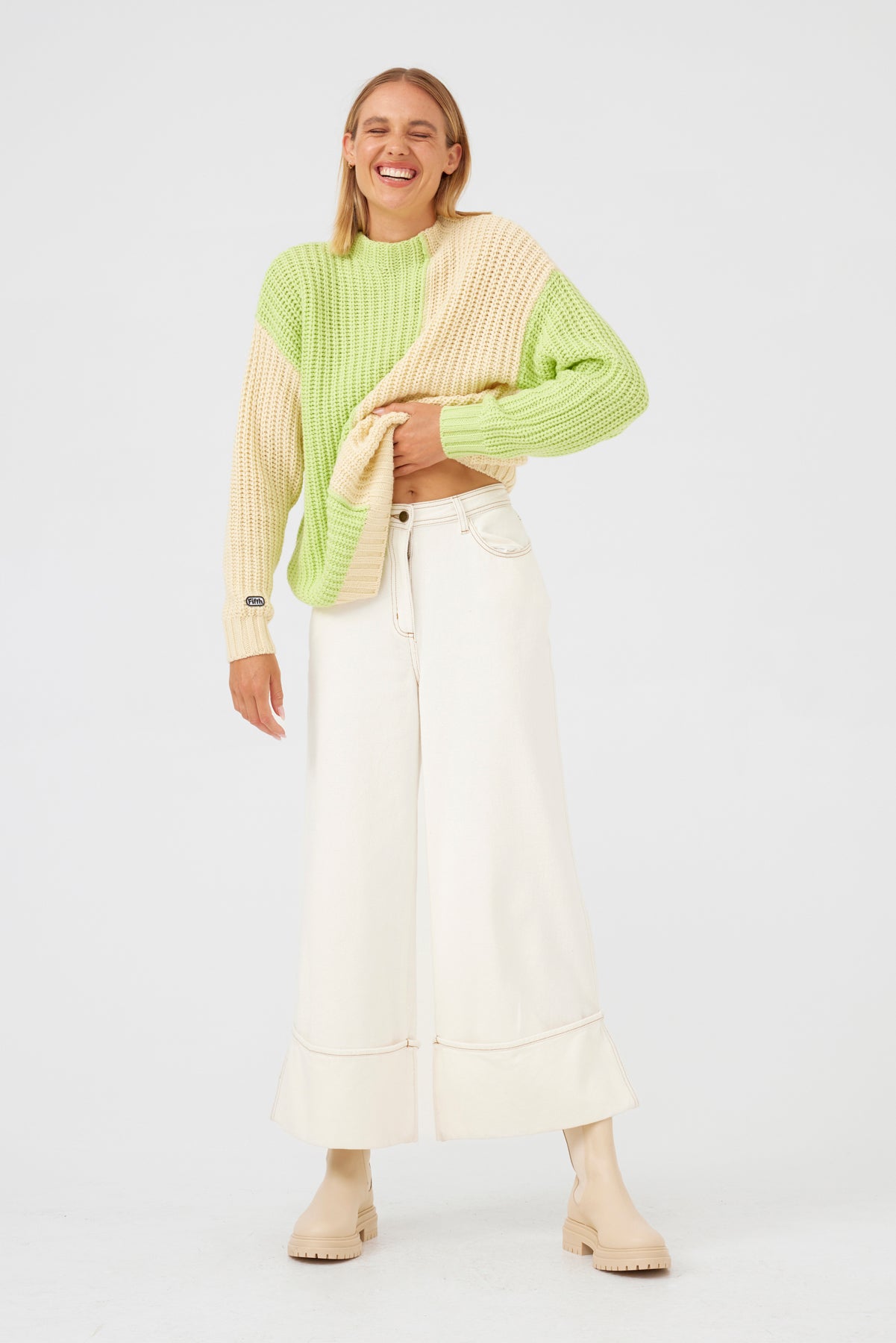 The Fifth Label - Awakening Knit - Cream W Lime
