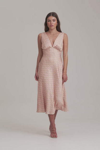 Finders - Luella Midi Dress - Blush Tile