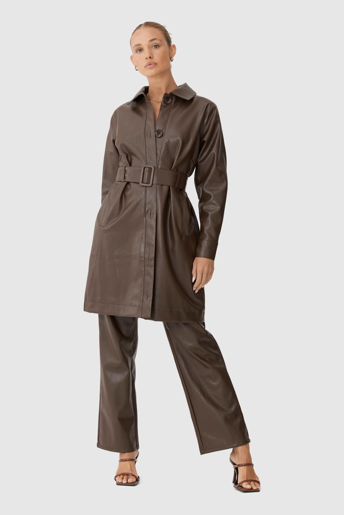 Finders Mia Pu Trench Chocolate