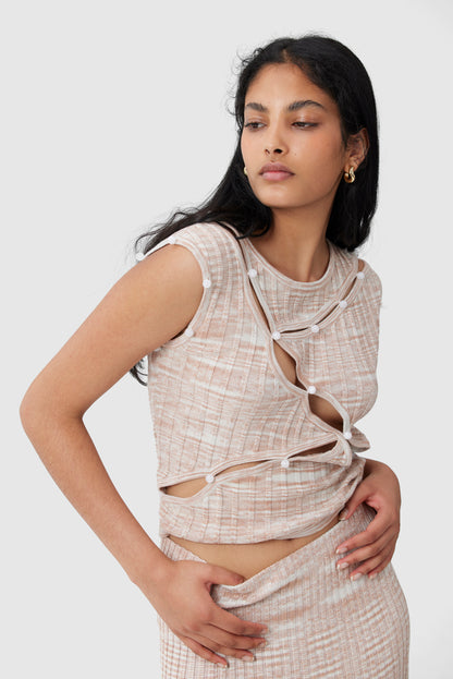 C/MEO Collective - Eventually Knit Skirt - Tan Marle