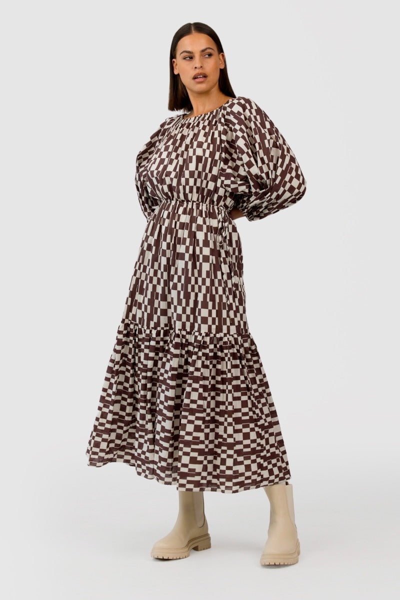 The Fifth Label - Revival Midi Dress - Chocolate Check