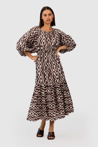 The Fifth Label - Revival Midi Dress - Chocolate Check